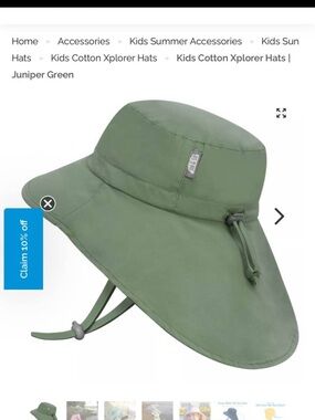 Kids Cotton Sun Hat - Juniper Green